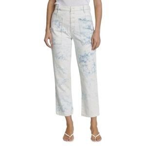 Pistola Tammy High Rise Tiedye Trouser Blue Marble Button Fly Jeans 25